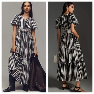 Anthropologie Somerset Maxi Dress Carbon Stripe Large